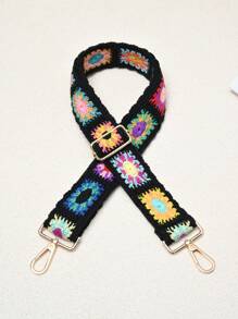 1pc Adjustable Crochet Flower Guitar Strap - Intricate Design, Detailed, Multifunctional, Can Be Used As Handbag Or Crossbody Strap - Vibrant Colors, Made Of Polyester, Suitable For DIY Wallet Making - Multicolor - View 4