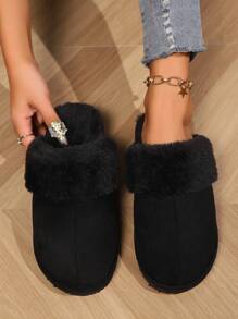 Women's Thick Plush Classic Slippers, Dual-Layer Memory Foam Insole, Anti-Slip EVA Outsole