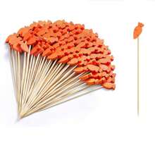200/100/80/50/30/20/10pcs/Pack Easter Carrot Designed Bamboo Picks, Suitable For Easter, Burgers, Bread, Desserts, Appetizers, Home Party Cake & Food Decoration In Spring Festivals
