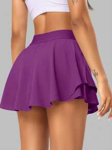 JoyGirl Women Pleated Tennis Skirt With Shorts High Waisted Golf Skort Mini Skirt Workout Skirt Athletic Skorts With Pockets - Purple - View 3