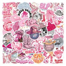 Pegatinas de vaquera disco, paquete de 55 unidades, pegatinas de vaquera de moda rosa, calcomanías y pegatinas de vinilo para portátil, suministros para fiestas como regalos (DiscCwgirl) papelería manualidades libro de sticker estikers - Multicolor - Ver 10