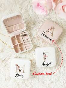 Customized Jewelry Box Organizer, Portable Earrings, Rings, Necklace Storage Box - Gifting For Birthday, Memorable Events, Letter Pattern
