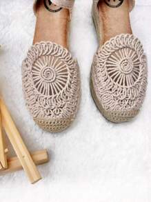 Calzado Estilo. Sandalias cerradas estilo alpargatas para mujer, esparto, tira tobillo, cierre de pulsera con hebilla, comodidad y estilo - Albaricoque - Ver 2