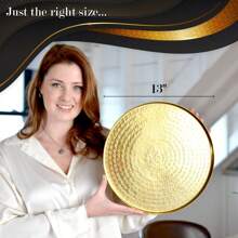 Round Gold Tray, 13" - Gold Serving Tray, Luxury Decorative Tray, Coffee Table Tray, Gold Decor, Jewelry Tray, Ottoman Tray, Gold Perfume Tray, Round Tray, Vanity Tray, Bar Tray, Drink Tray