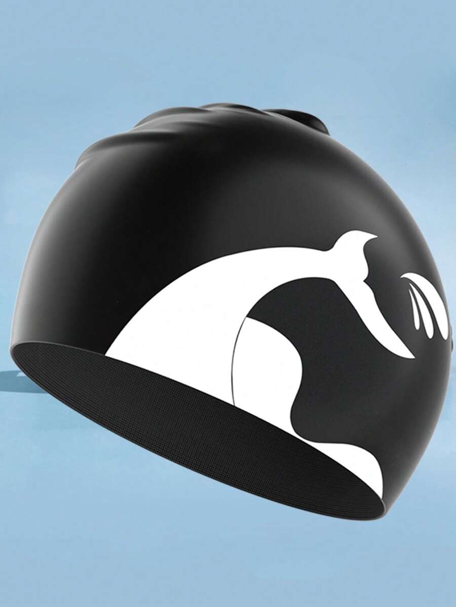 SHENYU Extra Large Printed Waterproof Silicone Swim Cap, Beach Essentials, Beach Accessories, Pool Float - Black - View 1
