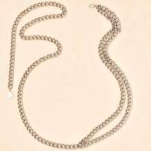1 Pc Fashion Double-Layer Metal Waist Chain, Versatile Simple Jeans Accessory Suitable For Teenagers, Casual Outdoor Activities Or Vacations, Graduation Gifts, Birthday Party Outfits Or Daily Wear
