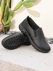 New Women's Black Casual Slip-On Loafers, Comfortable Soft Sole Lightweight Sneakers, Minimalist Fashion, Suitable For Commuting And Office Wear, Lightweight And Comfortable For Long Standing, Versatile Casual Work Shoes
