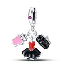 925 Sterling Silver Women's Jewelry Lipstick Perfume High Heels Imitation Series Charms Dress And Flower Charms Red High Heels Charms Suitable For Women's Bracelets DIY Jewelry Making And Daily Clothing Matching Jewelry Decoration Suitable For Girls