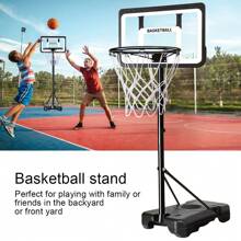 8FT Adjustable Portable Basketball Hoop System Height Basketball Net Stand Heavy Duty Indoor Outdoor - Black - View 1