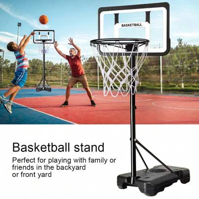 8FT Adjustable Portable Basketball Hoop System Height Basketball Net Stand Heavy Duty Indoor Outdoor