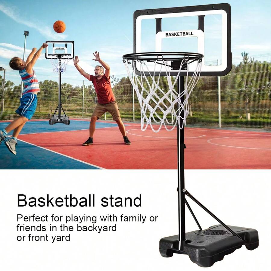 8FT Adjustable Portable Basketball Hoop System Height Basketball Net Stand Heavy Duty Indoor Outdoor - Black - View 1