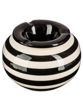 Atmosphera Ronde asbak van keramiek met willekeurige gekleurde lijnen (zwart of blauw of grijs of rood). Gratis verzending 24/72u.