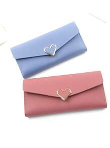 1pc Fashion Plain Heart Shaped Wallet Women's Simple Long Design With Multiple Card Slots Suitable For Daily Commute Wallet Purse Wallet Long Wallet For Women Mini Wallet