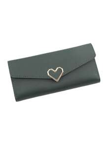 1pc Fashion Plain Heart Shaped Wallet Women's Simple Long Design With Multiple Card Slots Suitable For Daily Commute Wallet Purse Wallet Long Wallet For Women Mini Wallet