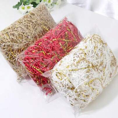 1.5盎司混合皱纹纸碎、双面金色皱纹礼盒填充物、椰子纤维纸屑填充物