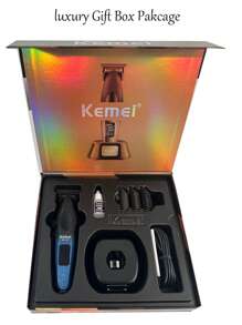 Kemei KM-1669 New Hair Trimmer Professional Electric T-Blade Clipper With Charging Base Type-C 9000RPM High Speed 0mm Zero Gaped Carving Clipper For Men Beard Hair Trimmer Barber Use Men's Birthday Gift For Men