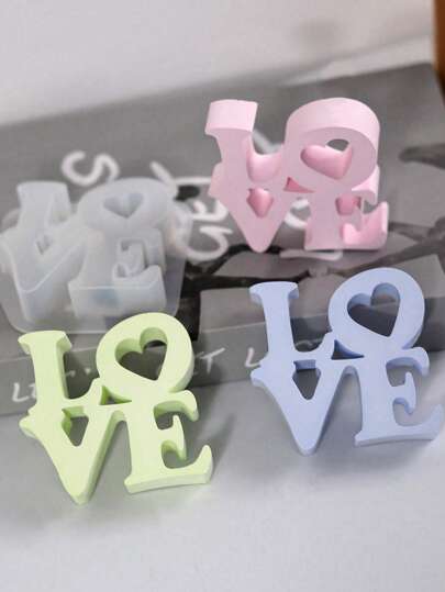 1入組愛心矽膠蠟燭模具，DIY香味石膏掛墜製作工具