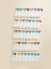 20pcs Kids Sports Style Breathable Socks With Number Design, All Season - Multicolor - View 3