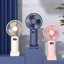 Portable Fan With LED Speed Display, Powerful Airflow, Rechargeable Travel Fan Suitable For Outdoor Camping, Mini Fan With Phone Holder