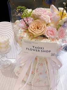 Bộ 20/10/5 tờ/bộ giấy gói quà họa tiết hoa kèm 1 cuộn ruy băng, giấy gói hoa DIY trang trí, thích hợp cho Ngày của Mẹ, Sinh nhật, Quà tặng tiệc tùng, Đóng gói hoa, Giấy gói quà - Nhiều màu - Xem 2