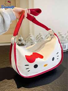 Sanrio Sanrio KT Cat Crossbody Canvas Bag Women's Shoulder Bag Cartoon Cute Dumpling Bag, Large Capacity Storage Bag