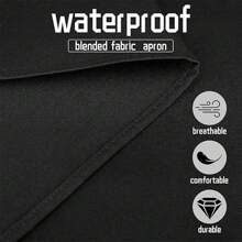 1件男女通用厨房围裙，防油防水，烹饪围裙，腰部可调节，A-Z字母图案，咖啡色围兜式围裙，厨房配件 - 黑色 - 查看 5