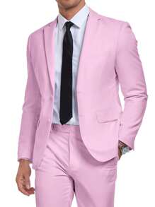 Adult Men 2pcs Suit Set - Slim Fit Pants & Long Sleeve Lapel Collar Blazer, Formal Business Attire & Party Wear, Minimalist Design