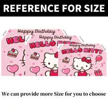 Sanrio 授权 1 件蛋糕爱心礼盒 KT 猫生日派对装饰背景横幅卡通主题送礼会完美装饰品卧室挂毯照片背景展台道具 82.7*59.1*39.4/39.4*29.5 英寸