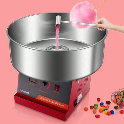 Fohere 1000W Cotton Candy Machine Commercial, Cotton Candy Maker Machine With Stainless Steel Bowl And Sugar Scoop, Candy Floss Maker For Kids, Home, Party, Birthday, Festival