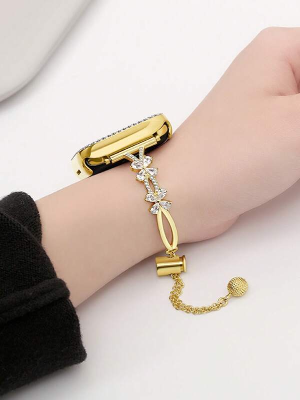 1pc Apple Watch Band , Hot New Elegant Female Gold Rose Gold Silver Black Luxurious Shiny Crystal Diamond Inlaid With Crystal Diamond Apple Watch All Crystal Diamond Adjustable Bracelet, Compatible With Se, S/9/8/7/6/5/4/3 Series, Suitable For Boyfriend/Girlfriend Dates And Gifts, Apple Watch Smartwatch 40mm/41mm/42mm, Watch Accessories