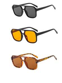 1/5pcs Vintage Square Gradient Color Fashion Fashion Glasses For Women, New Design Yellow Ombre Stylish Lightweight Elegant Basic Fashion Glasses, Business Casual Gift For Women, Autumn/Winter - Black Frame Orange Lenses - View 10