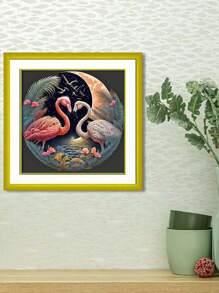 1 zestaw do haftu krzyżykowego z motywem flaminga, DIY nici do haftu artystycznego, mieszane kolory wysokiej jakości nici, 11CT projekt dekoracyjnego malowania krzyżykowego, ręcznie robiony prezent na stres, kompletne rzemiosło do dekoracji domu, odpowiednie do salonu, gabinetu, dekoracji sypialni, bezramowe