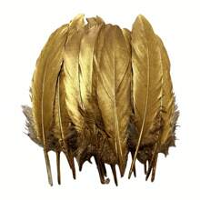 [Premium Handmade Imitation Feather ] 20pcs Luxe Crafts Golden Artificial Feathers For Crafts, DIY Projects, Wedding Decorations, And Accessory Embellishments - Premium Quality Handmade Imitation Feather Set