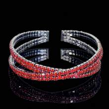 1pc Luxurious Intersected Synthetic Zirconia Bracelet, High-End Accessory Suitable For Gift, Daily Wear, Party, Wedding Occasions - Silver-red - View 20