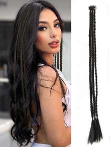 夹式辫子接发，夹式辫子接发，3 根辫子合一，22 英寸 - 32 英寸超长天然柔软合成马尾接发，适合女性日常佩戴