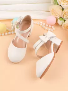 Wedding Party Evening Vacation Sweet Cute Flower Girl Girls' Shoes Suitable For Big Medium Small Girls Children Shoes Baby Shoes Versatile Little Shoes Girls Fashion White Bow Four Seasons Holiday High Heel Chunky Heel Shoes Formal Dress Dress Performance Matching Skirt Performance Shoes Dance Mary Jane Ballet Princess Shoes - White - View 5