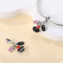 925 Sterling Silver Women's Jewelry Lipstick Perfume High Heels Imitation Series Charms Dress And Flower Charms Red High Heels Charms Suitable For Women's Bracelets DIY Jewelry Making And Daily Clothing Matching Jewelry Decoration Suitable For Girls