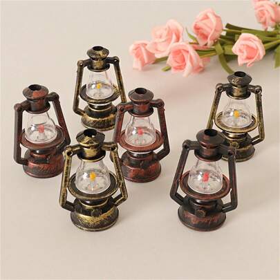 4 قطع/8 قطع من الزخارف الإكسسوارات المكتبية المصغرة الواقعية للمصباح الزيتي العتيق الزخرفي، قطع إبداعية للديكور المكتبي