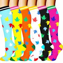 6 Pairs Compression Socks Stockings Women Men Best Rated Support Non Slip Travel Long Flights Birthday Gift Friend Mother Dad Work Athletic Gym Sport Running Hiking Cycling - Multicolor - View 11