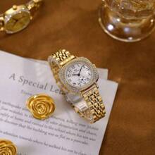 Bee sister BS 1pc New Women's Gold Vintage Square Stainless Steel Quartz Watch, Thanksgiving, Mother's Day, Easter, The Perfect Gift For Friends - one-size - View 9