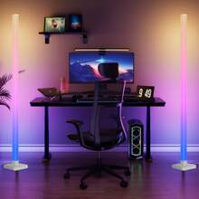 1-2Pcs RGBIC Floor Lamp,16 Million Colors LED Floor Lamps 15 Cm Lamps For Living Room With Music Sync,Standing Lamp With App And Remote Control,Gaming Ambient Lighting Corner Lamp Bedroom Decor