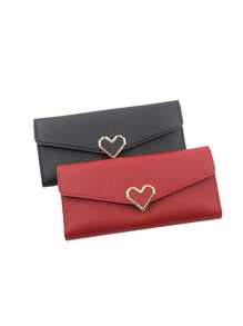 1pc Fashion Plain Heart Shaped Wallet Women's Simple Long Design With Multiple Card Slots Suitable For Daily Commute Wallet Purse Wallet Long Wallet For Women Mini Wallet