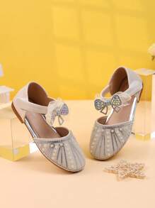 Sandalias planas con cristales de niñas a la moda y con estilo, punta redonda, zapatillas de verano para niños pequeños y niños pequeños, nuevas para primavera/verano