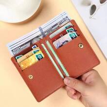 Carteira masculina de cor sólida em PU, porta-cartões de crédito, carteira pequena dobrada na moda e casual, bolsa grande com múltiplos slots de grande capacidade, usada para carteira de identidade, carteira de motorista, cartão de crédito, presente ideal para namorado, adequado para adolescentes, casual de verão, ao ar livre, atlético ou viagem de férias, ou presentes de formatura ou aniversário, acessórios formais/de negócios