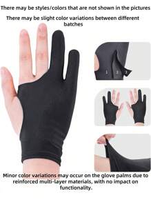 Finego 1/2/3 piezas Guante de dibujo de artista, guantes de pintura de dedos, guantes de mano derecha e izquierda para tableta gráfica de arte digital, iPad, dos dedos con elasticidad suave y transpirable para lápiz óptico, lápiz, boceto, pintura, útiles de oficina y escuela, suministros de pintura y dibujo, guantes de dibujo, regalos creativos, regreso a la escuela, útiles escolares