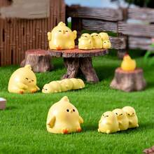 3 件装可爱卡通鸡树脂小雕像、迷你景观桌面装饰品、DIY 花园装饰配件 - 彩色 - 查看 9