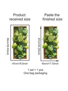 热带树叶风景仿窗墙贴花，哑光饰面，防水，易撕易贴，可移除墙贴，仿窗海报，适用于客厅、卧室、走廊、浴室装饰礼品生日毕业家居装饰墙面装饰卧室装饰房间装饰用品客厅装饰家居装饰客厅墙纸贴纸个性化贴纸 - 綠色 - 查看 2