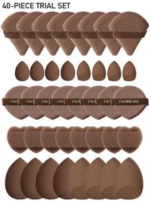 50/40/30/20/10/5pcs Makeup Kit, Including: 10 Pieces Of Liquid Makeup Sponge+10 Pieces Of Mini Liquid Makeup Sponge+10 Pieces Of Triangular Powder Puff For Loose Powder And Makeup Set+10 Pieces Of Air Cushion Powder Puff For Facial Makeup+10 Pieces Of Mini Air Cushion Powder Puff For Facial Concealer Makeup Cream,Makeup,Cheap,Room Decor,Vanity,Travel,Bedroom,Makeup Accessories,Puff,Makeup Blender,Powder Puff,Makeup Sponge