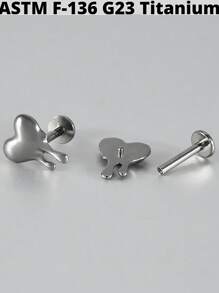 1PC Titanium Heart Lip Ring Ear Cartilage Tragus Internally Threaded Star Lobe Earrings Daith Piercing Jewelry - As Shown - View 9