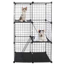 3 Tier Cat Playpen Cage Metal Indoor Cat House Detachable Kitten House With 3 Doors 2 Ladders Large Cat Exercise Place For 1-2 Cats Black